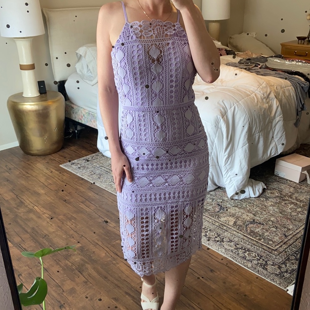 ASOS // Lavender High Neck Lace Midi Dress